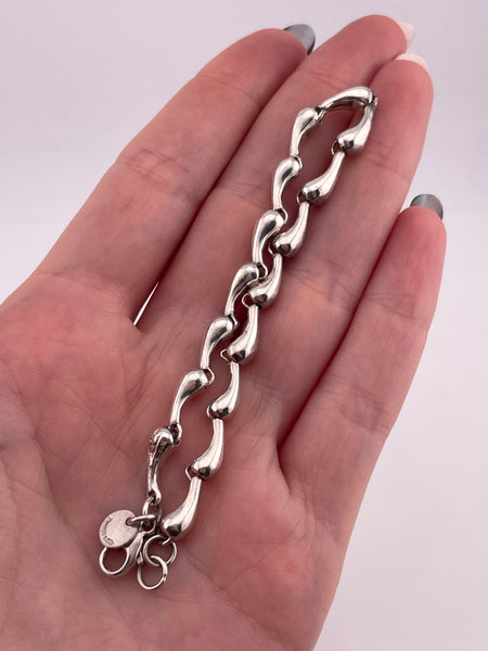 sterling silver Tiffany & Co Elsa Peretti stoneless teardrop link bracelet