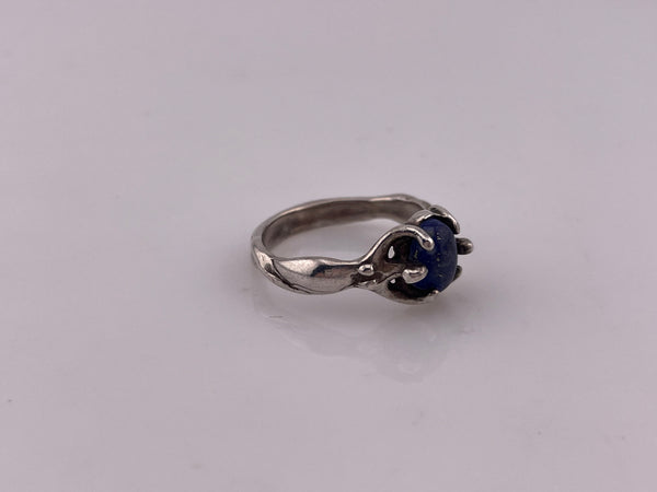 size 7.5 sterling silver Goddess lapis ring