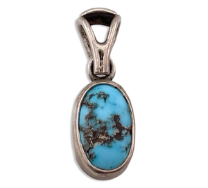 sterling silver oval blue pendant