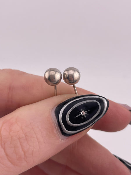 sterling silver small round ball sphere post earrings