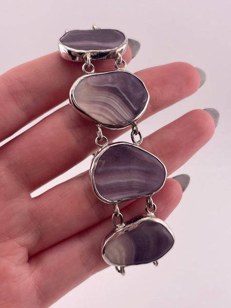 sterling silver 7-1/2" wampum shell bracelet