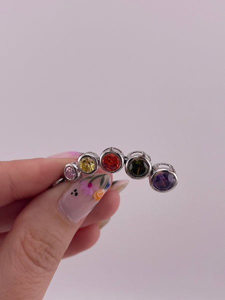 sterling silver faceted rainbow glass pendant