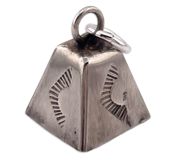 sterling silver stamped bell pendant
