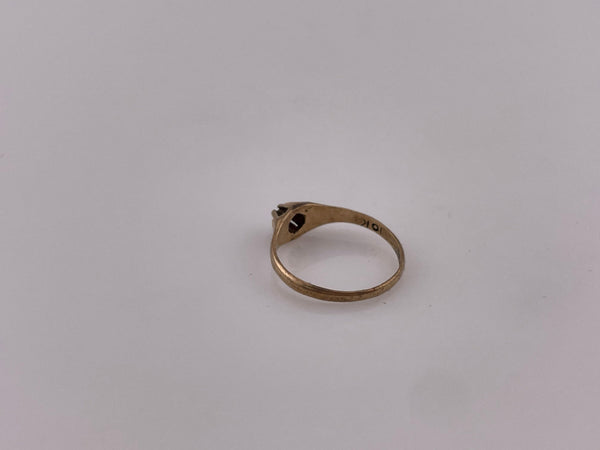 TINY size 1 10k yellow gold belcher set diamond ring