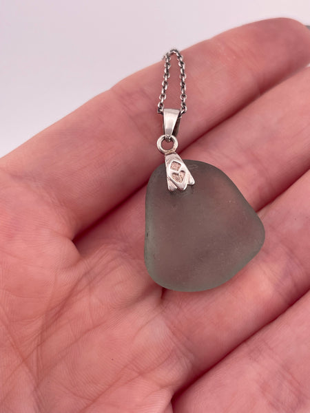 sterling silver 20" sea glass necklace