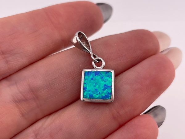 sterling silver synthetic opal pendant