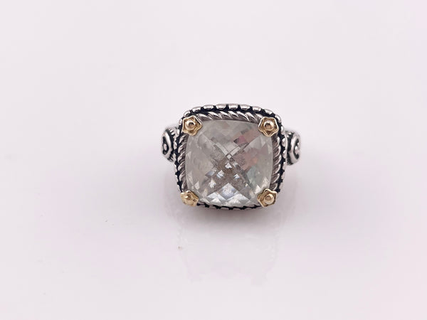 size 7.25 sterling silver & 14k gold quartz ring