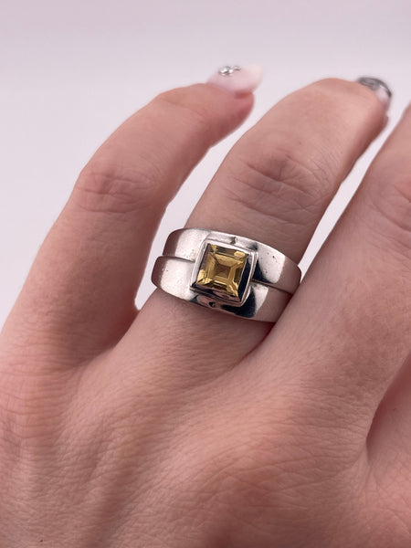 size 7 sterling silver faceted citrine ring