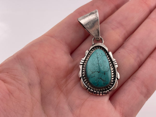 sterling silver turquoise teardrop pendant