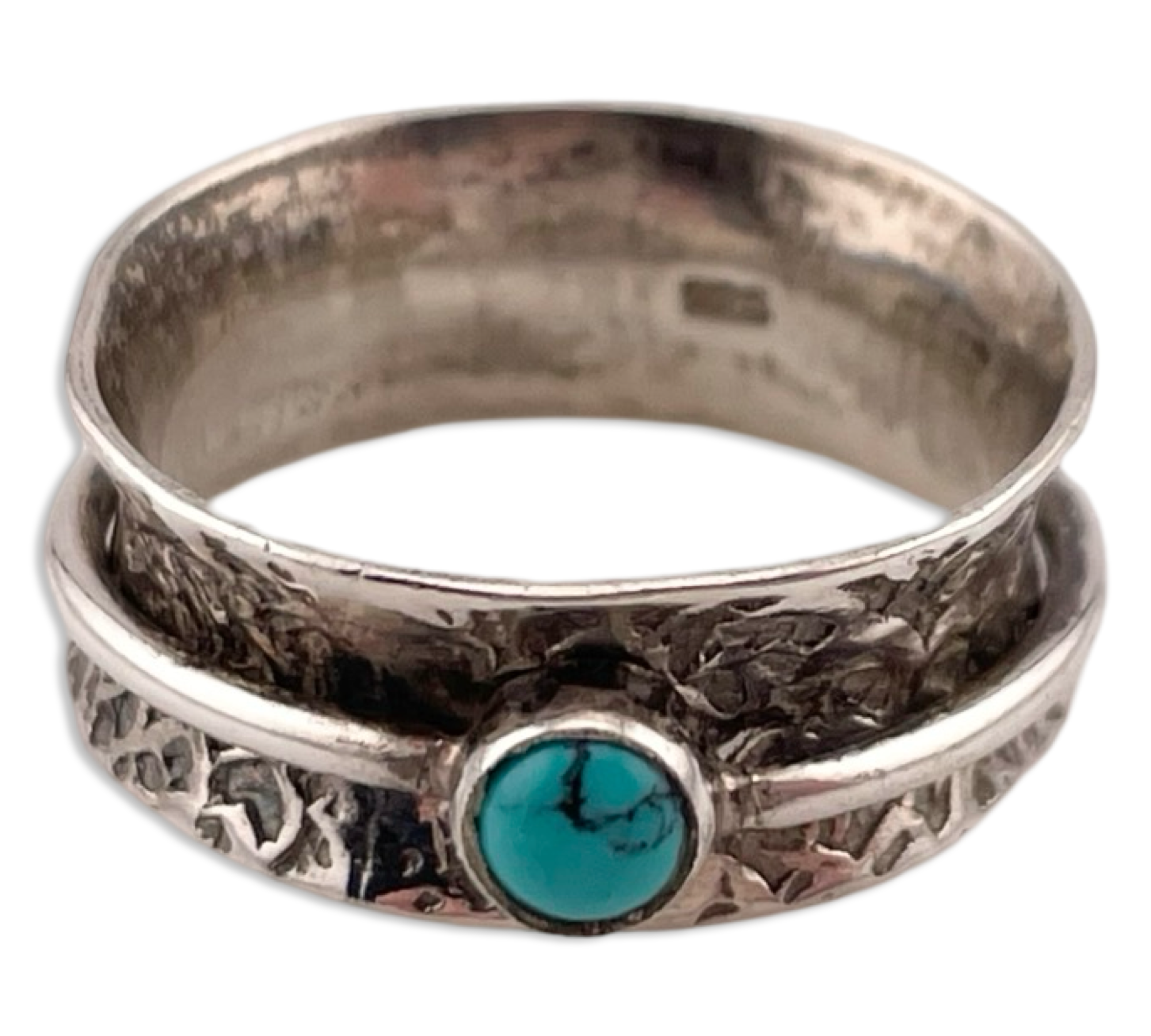 size 7 sterling silver synthetic turquoise spinner ring