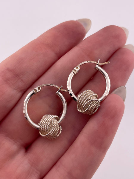 sterling silver ball knot enhancer etched hoop earrings earrings