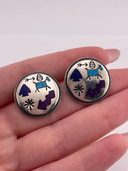 sterling silver Carolyn Pollack crushed multi-stone post earrings