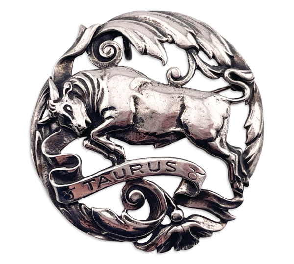 sterling silver Peruzzi Taurus the Bull zodiac pendant  brooch pin