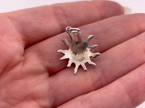 sterling silver small sun w/ face charm pendant
