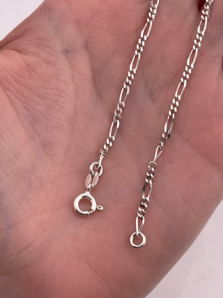 sterling silver 9-1/2" faceted plastic figaro chain link anklet or bracelet