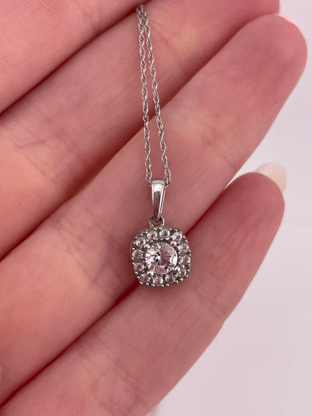 sterling silver delicate rhinestone pendant necklace
