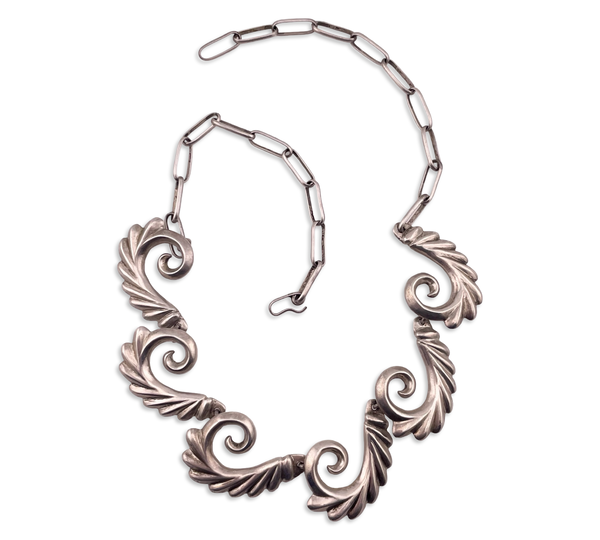 sterling silver stoneless sandcast necklace