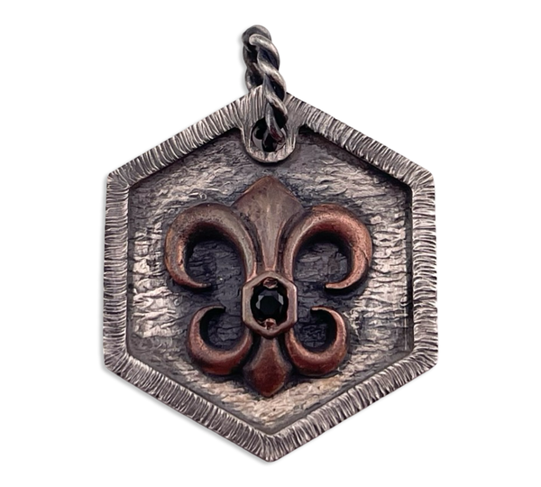sterling silver Bora fleur-de-lis faceted garnet pendant