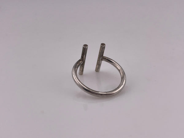 size 7.5 sterling silver parallel bar adjustble ring