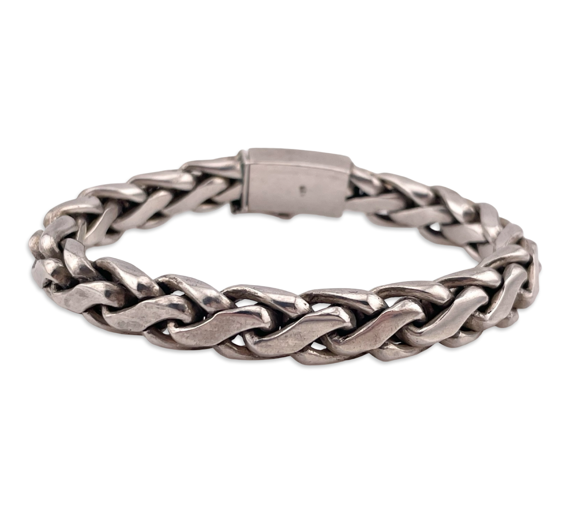sterling silver 7-1/2" 66.2 gram woven chain link bracelet