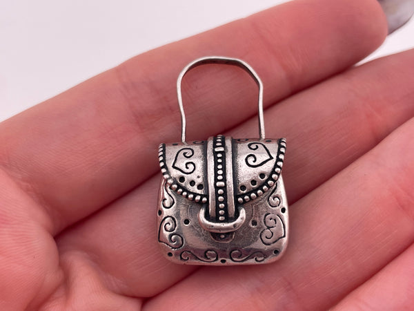 sterling silver mini purse compartment pendant ***opens***
