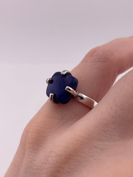 size 6 sterling silver blue stone ring