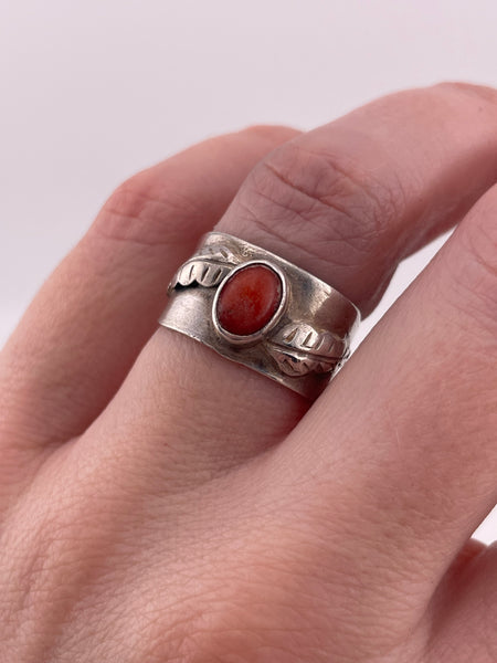 size 6.75 sterling silver coral leaf ring