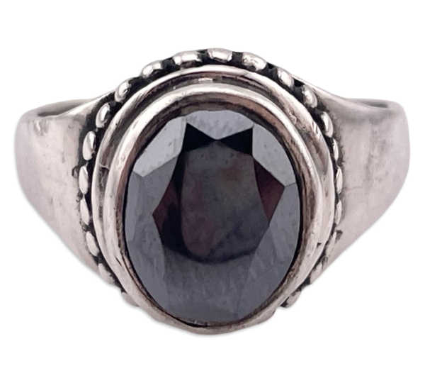 size 8.25 sterling silver faceted hematite ring