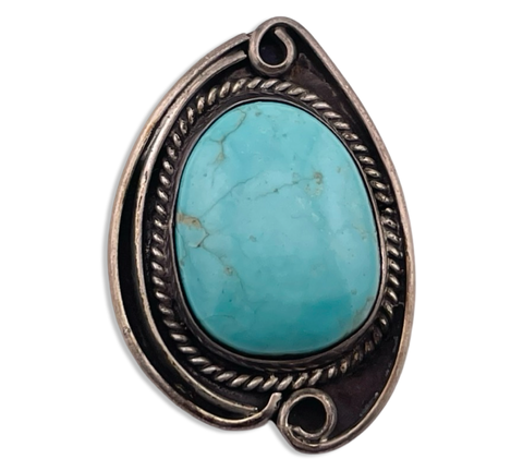 sterling silver large turquoise pendant