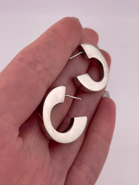 sterling silver 7/8" partial hoop post earrings ***AS IS***