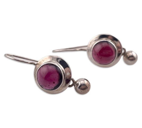 sterling silver garnet hook dangle earrings
