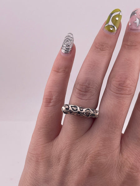 size 6.25 sterling silver chunky heavy stoneless textured high profile stacking ring