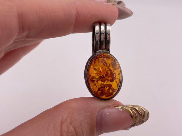 sterling silver amber pendant