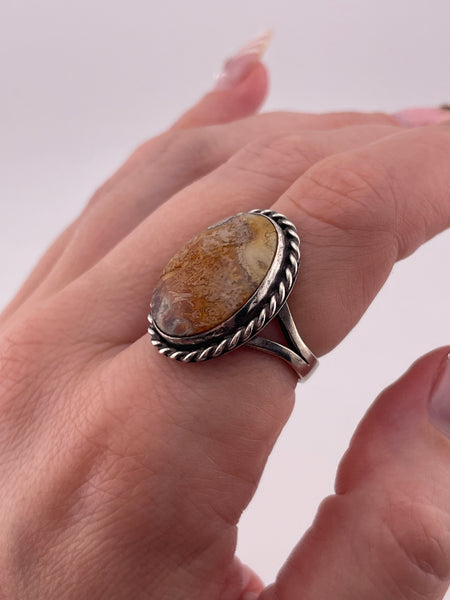 size 7.25 sterling silver agate ring