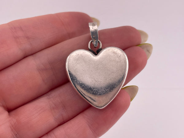 sterling silver Mexican puffy heart pendant