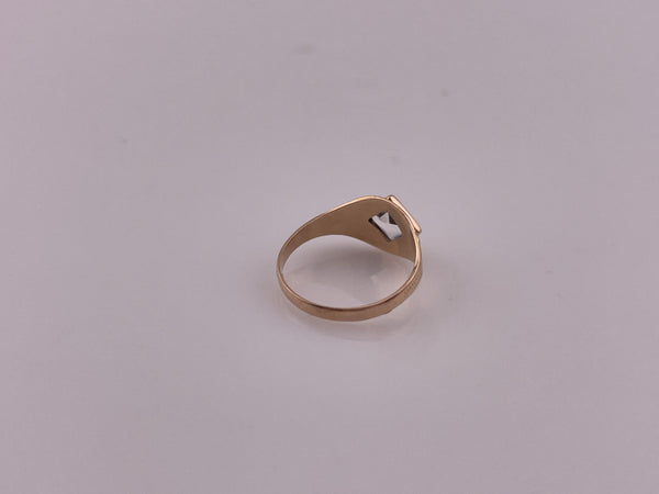 size .75 10k yellow gold faceted rhinestone ring