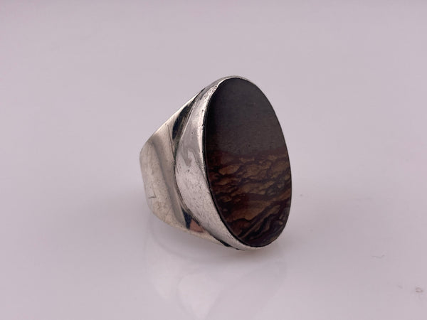 size 10.5 sterling silver landscape picture jasper ring