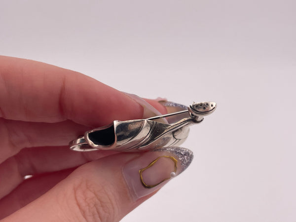 sterling silver watering can posy flower holder pin brooch