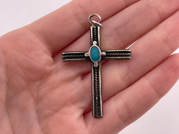 sterling silver turquoise cross pendant