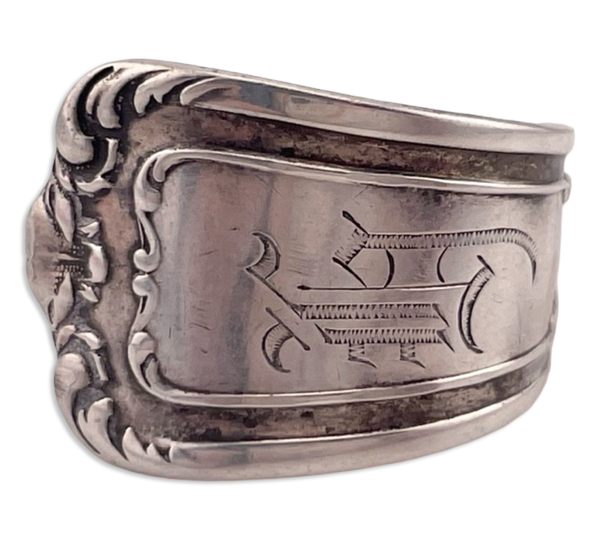size 7.5 sterling silver 'h' initial spoon ring