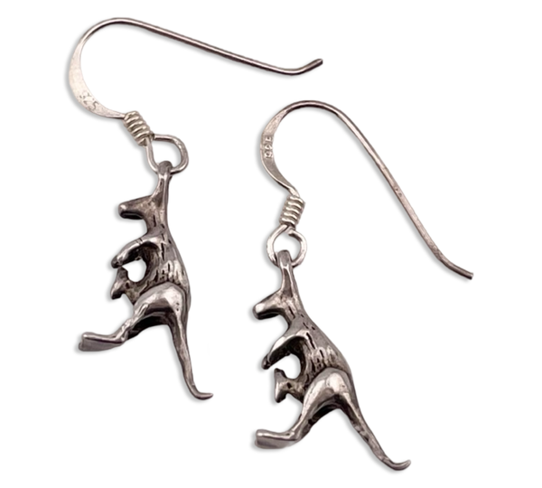 sterling silver kangaroo hook dangle earrings