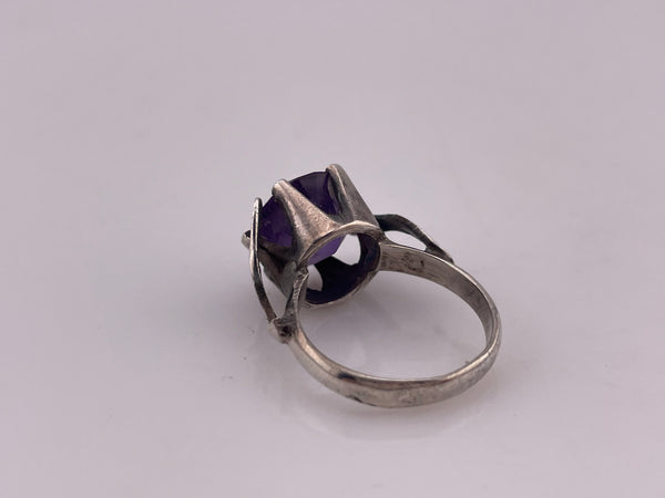size 7.25 sterling silver faceted color changing glass ring