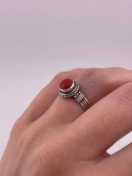 size 6.5 sterling silver coral ring