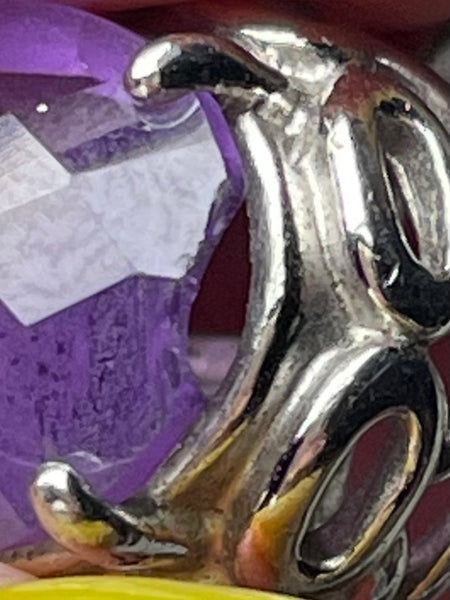 size 8.25 sterling silver faceted amethyst ring ***AS IS***