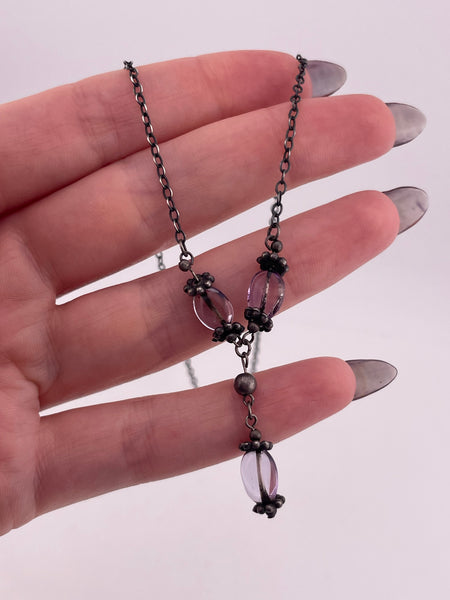 sterling silver 15" amethyst necklace
