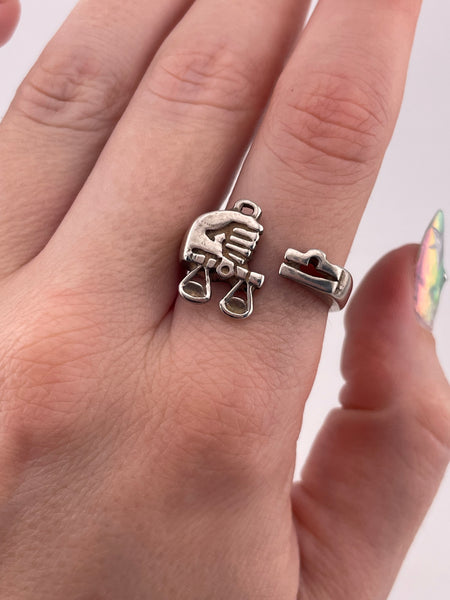 size 9 sterling silver Libra the Scales zodiac ring