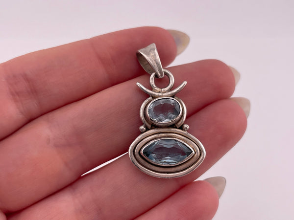sterling silver faceted topaz pendant