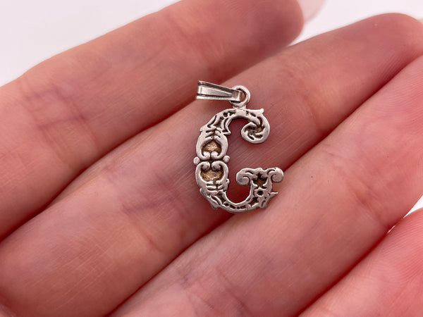 sterling silver letter initial 'G' pendant
