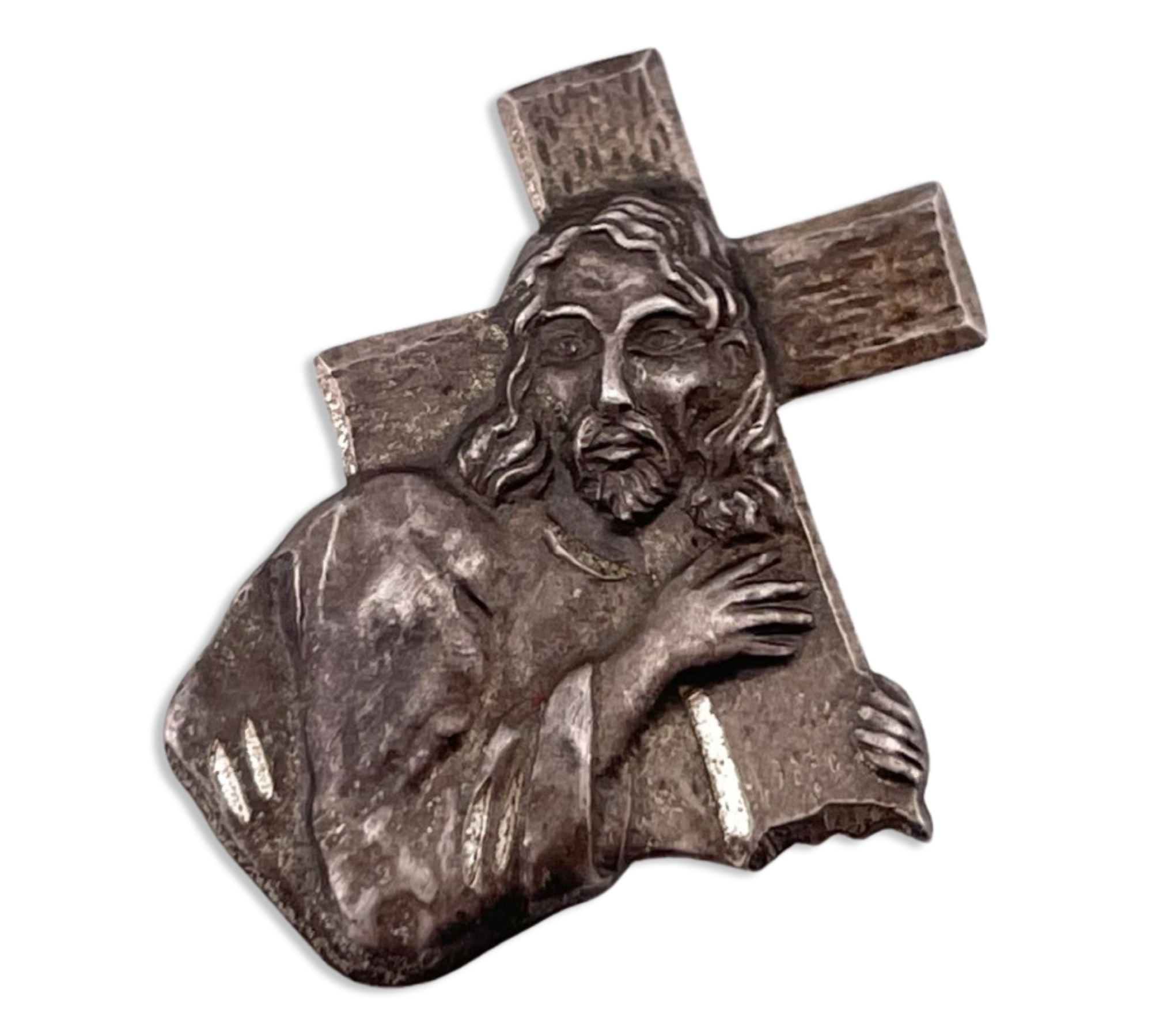 sterling silver Jesus Christ carrying cross pendant