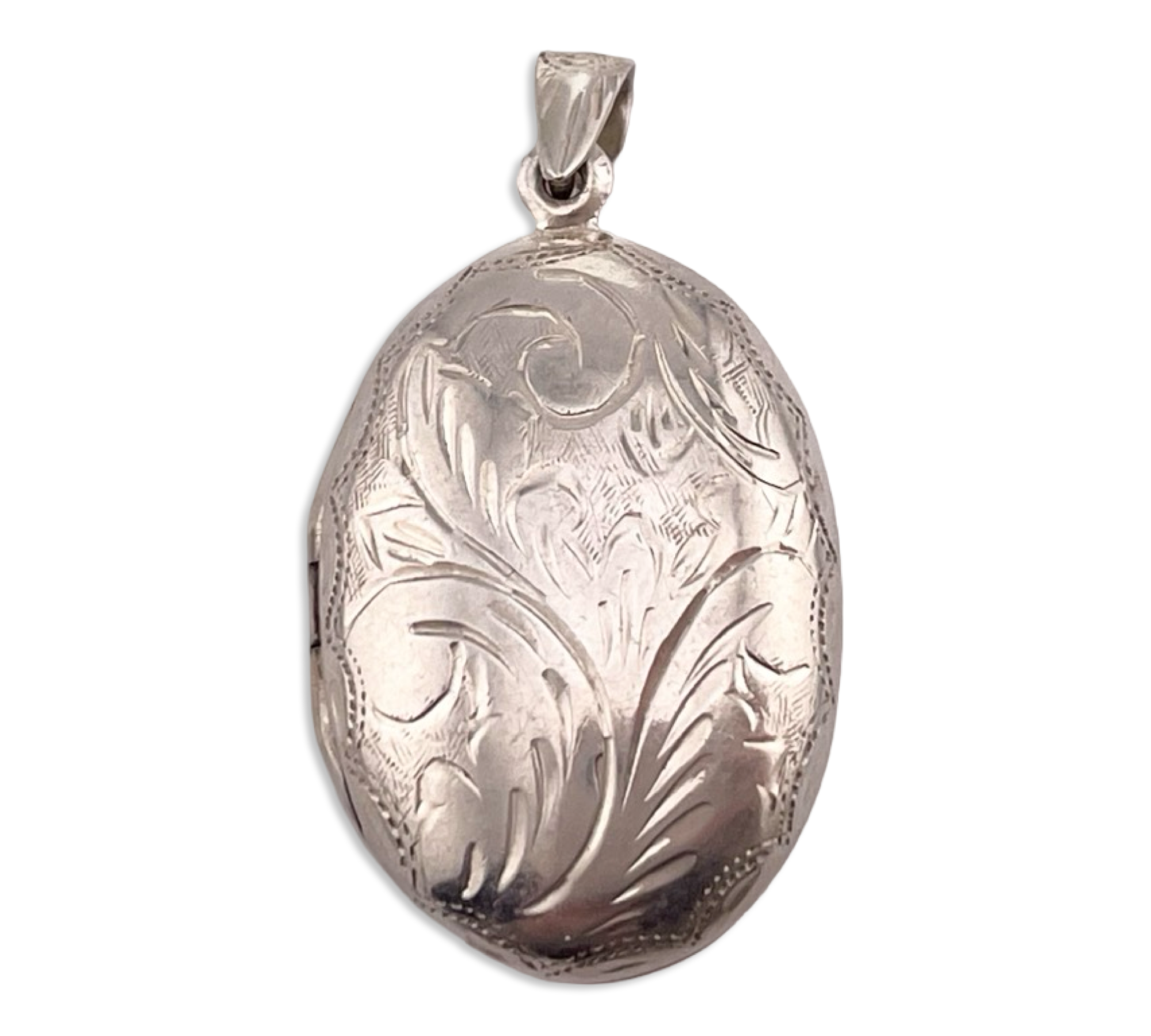 sterling silver oval etched locket pendant
